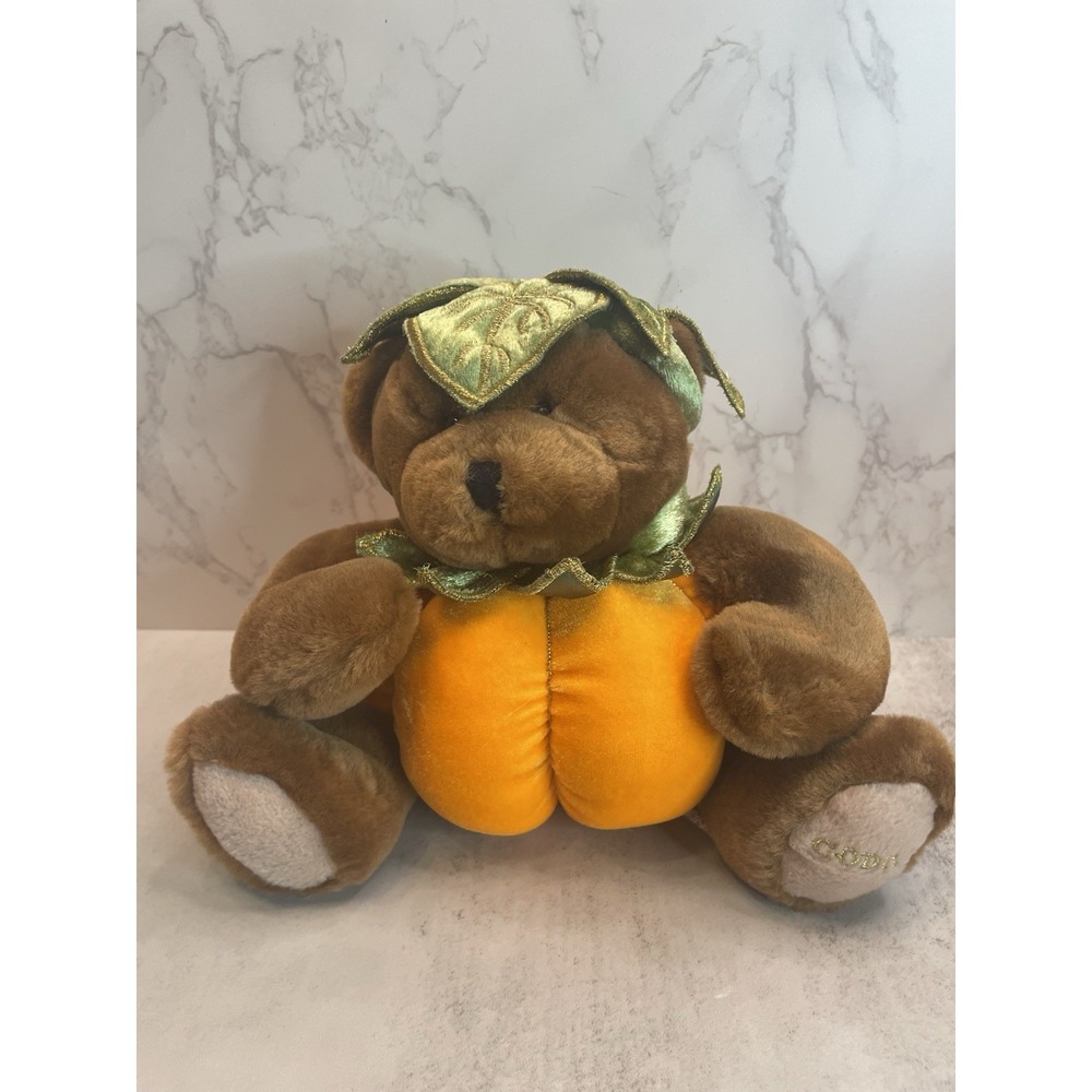 Godiva Brown Bear Pumpkin 8" Plush Halloween Holiday Stuffed Animal Toy